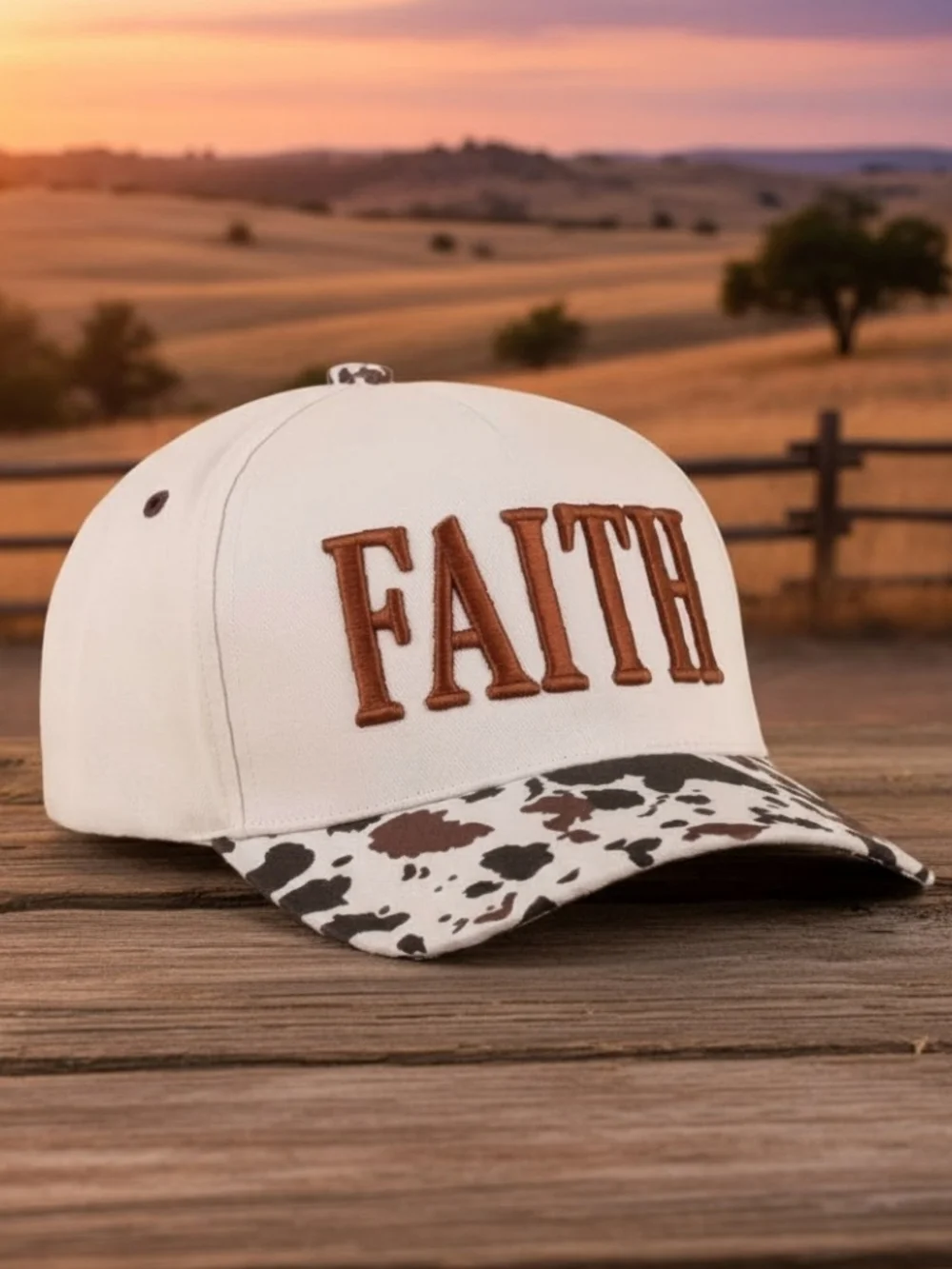 New! Faith Cow Print Embroidered Baseball Cap Snapback Hat